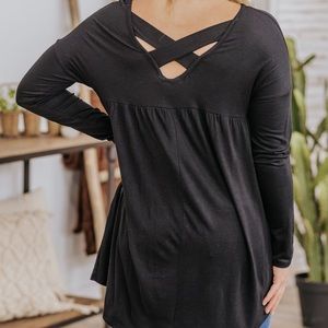 Criss Cross Back Long Sleeve Top